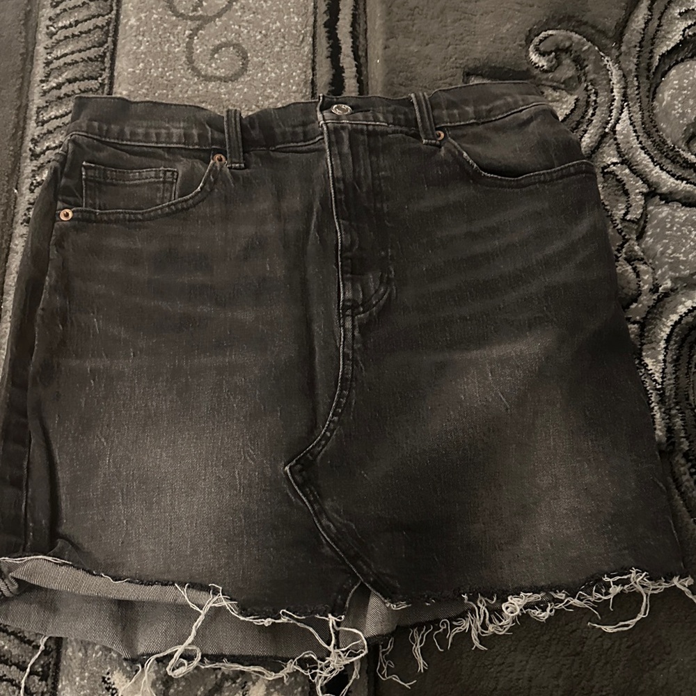 Black Denim Cutoff Skirt